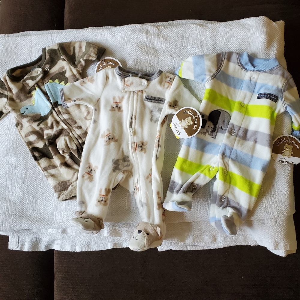 Carter's 3 Fleece Preemie Footie Sleepers
